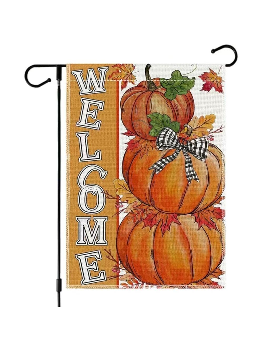 Double Sided Welcome Pumpkin Garden Flag 18x12